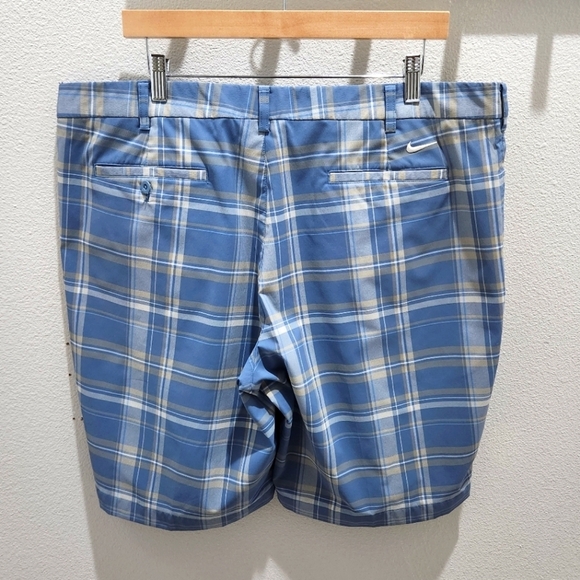 Nike Shorts Mens 40x10 Blue Windowpane Plaid Dry Fit Performance Golf Chinos‎ - Picture 3 of 8